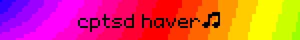 rainbow shifting blinkie that says 'cpstd haver' with a music note