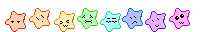 stars with silly faces in rainbow order