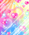 sparkly pink rainbow hearts